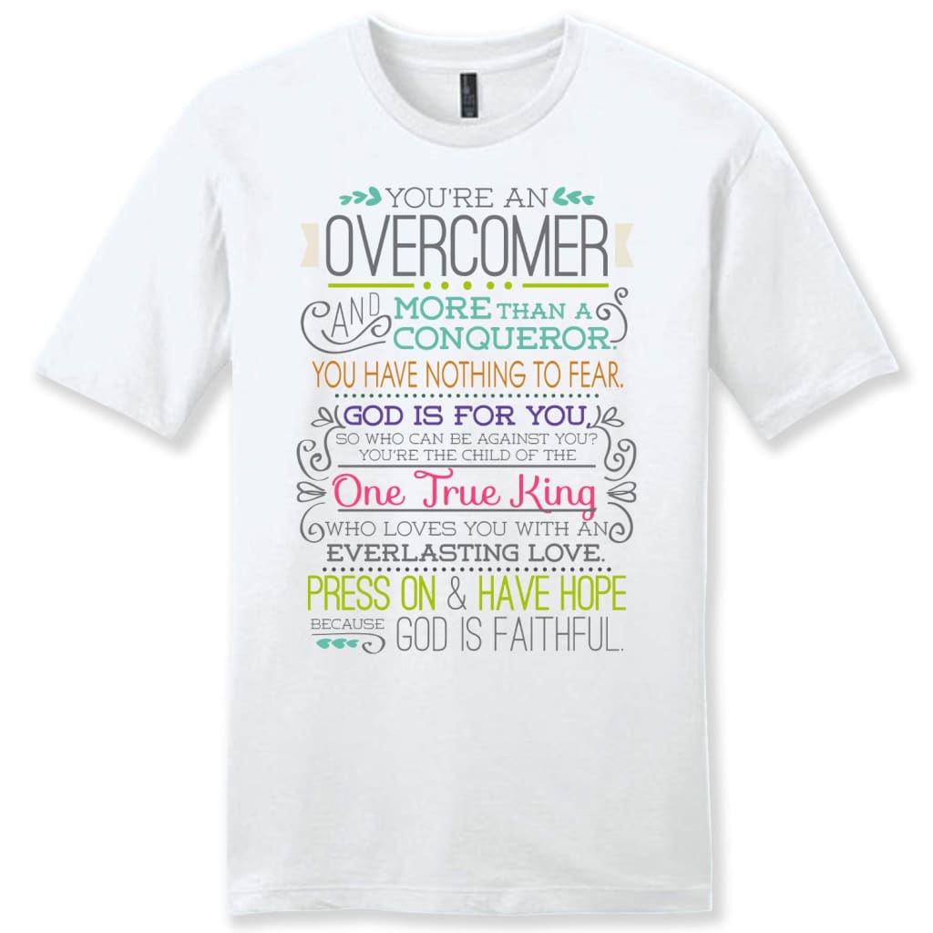 You are an overcomer mens Christian t-shirt White / S