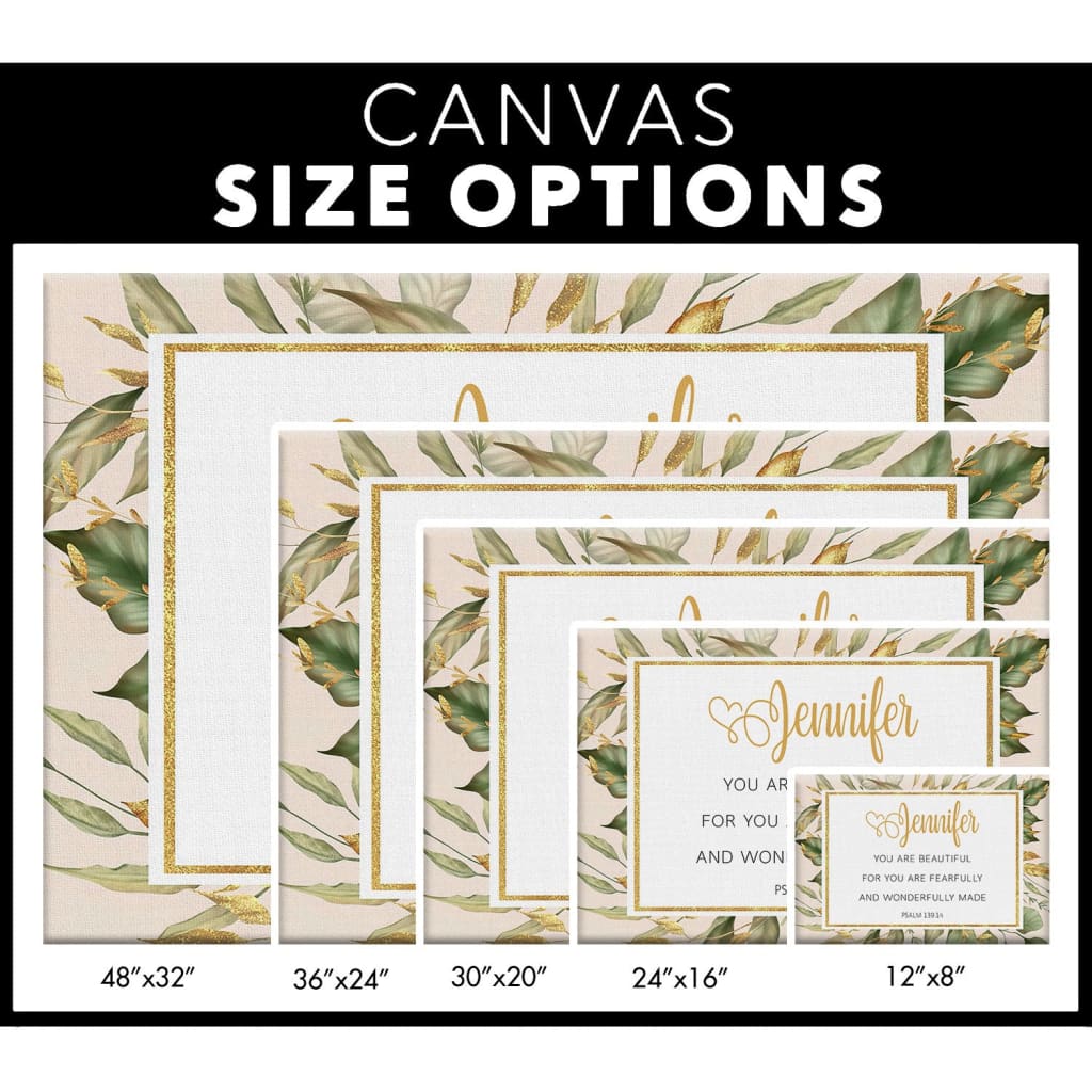 Custom &quot;You Are Fearfully and Wonderfully Made&quot; wall art with personalized name, perfect for faith-inspired décor.