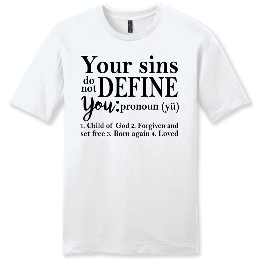 Your sins do not define you mens Christian t-shirt White / S