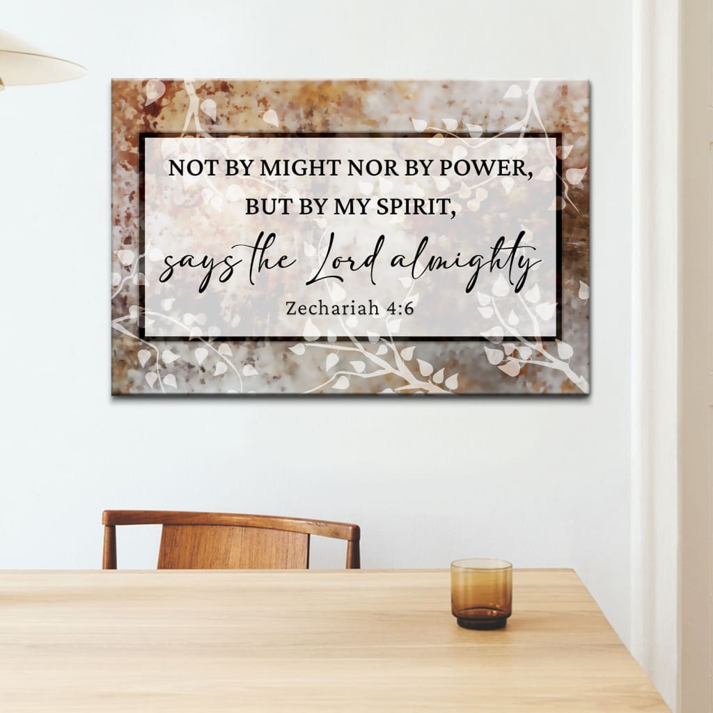 Zechariah 4:6 Not by might nor by power but by my Spirit wall art canvas Brown / 12 x 8